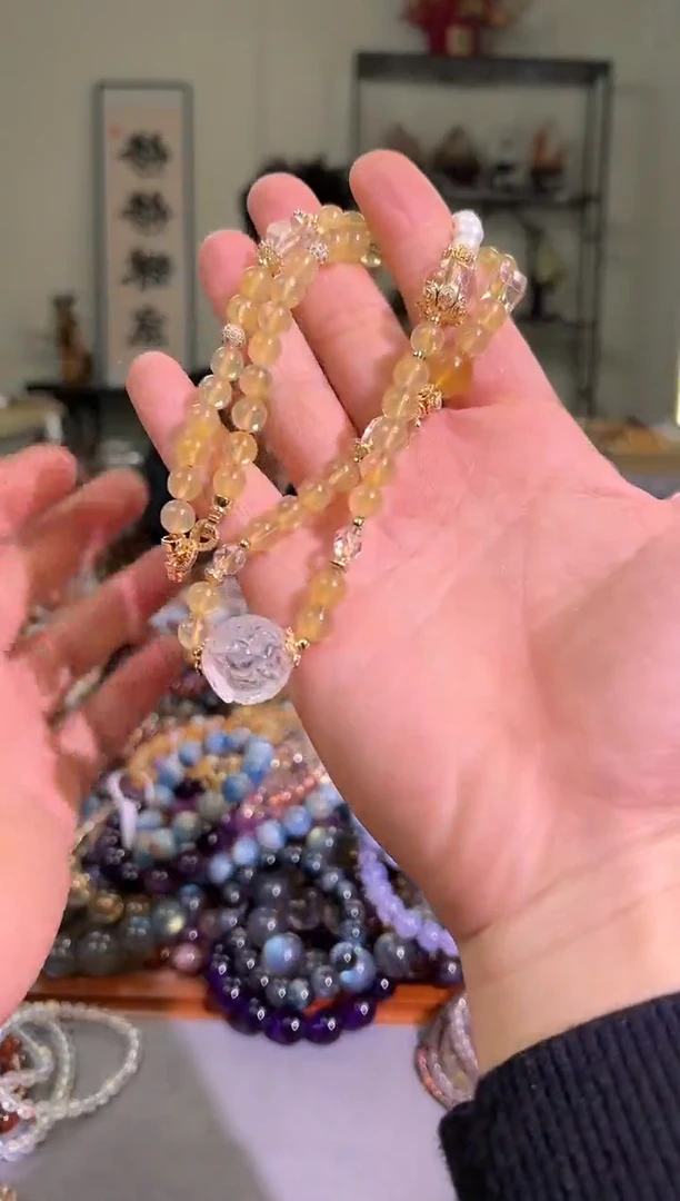 【闪购商品】发晶毛衣链未镶嵌7+mm兔毛项链（多样性发其一）