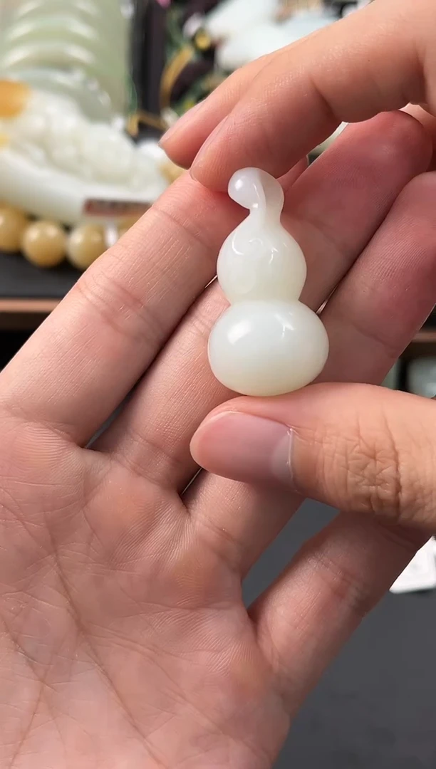 手串未镶嵌和田玉且末天泰白玉葫芦吊坠微色差
