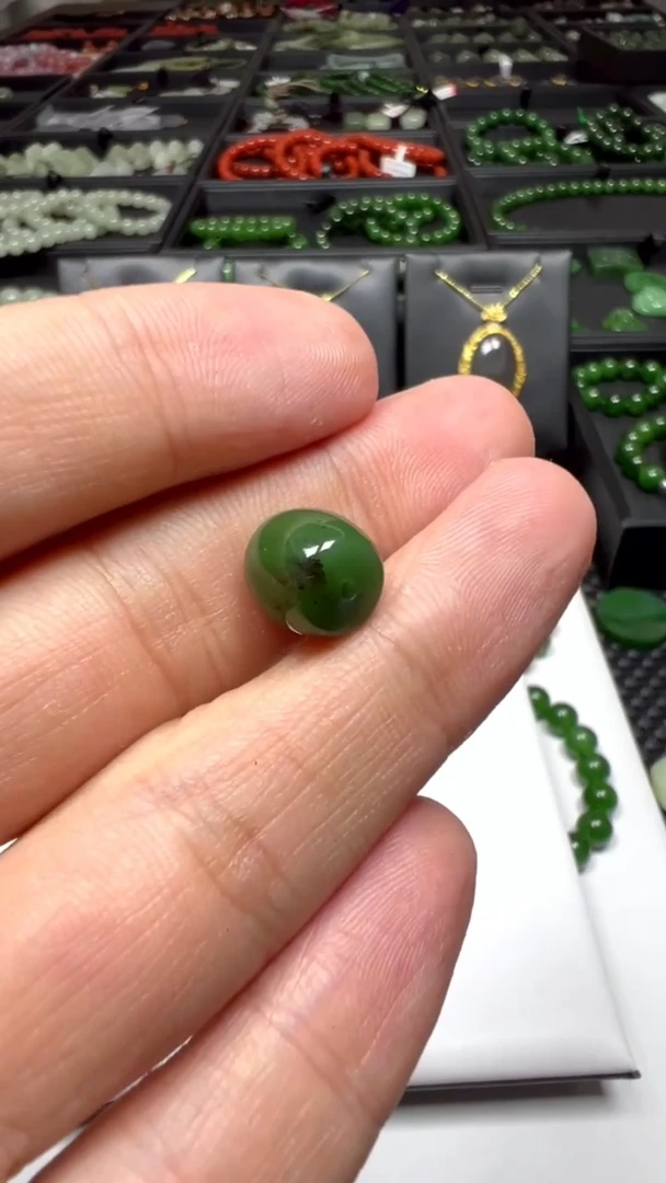 和田玉（碧玉）未镶嵌挂件【老马】和田玉碧玉单珠 约10mm