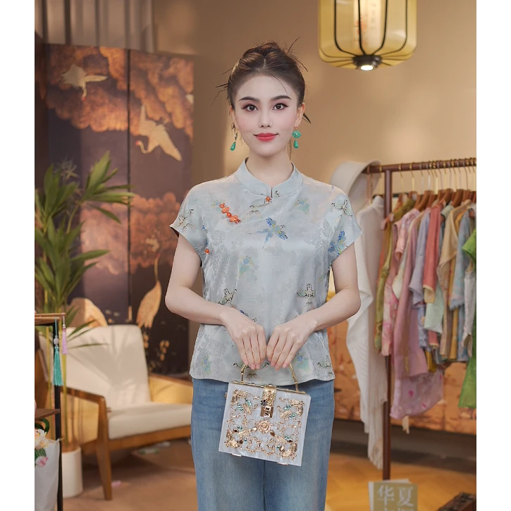 《 自来自去堂上燕-短袖》新中式提花国风时尚休闲防晒透气短袖上