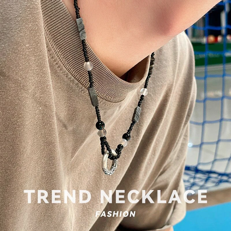 吊坠足银 实心纯银平安扣项链男款男生男士七夕送男朋友礼物生日