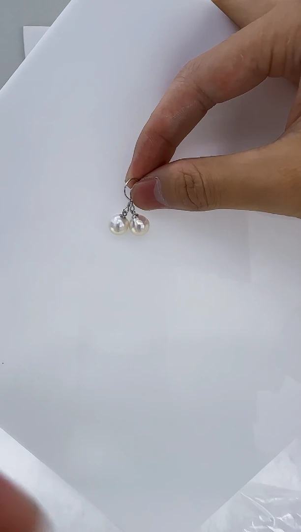 银S925镶嵌淡水珍珠DA珍珠耳钉 y390