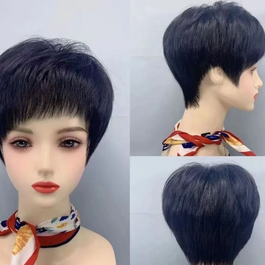 女士短发全头假发全真发可烫可改变发型透气性好