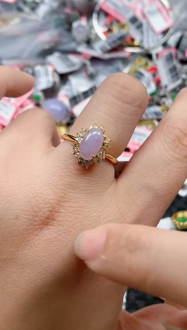 银S925镶嵌戒指翡翠天然A货缅甸翡翠