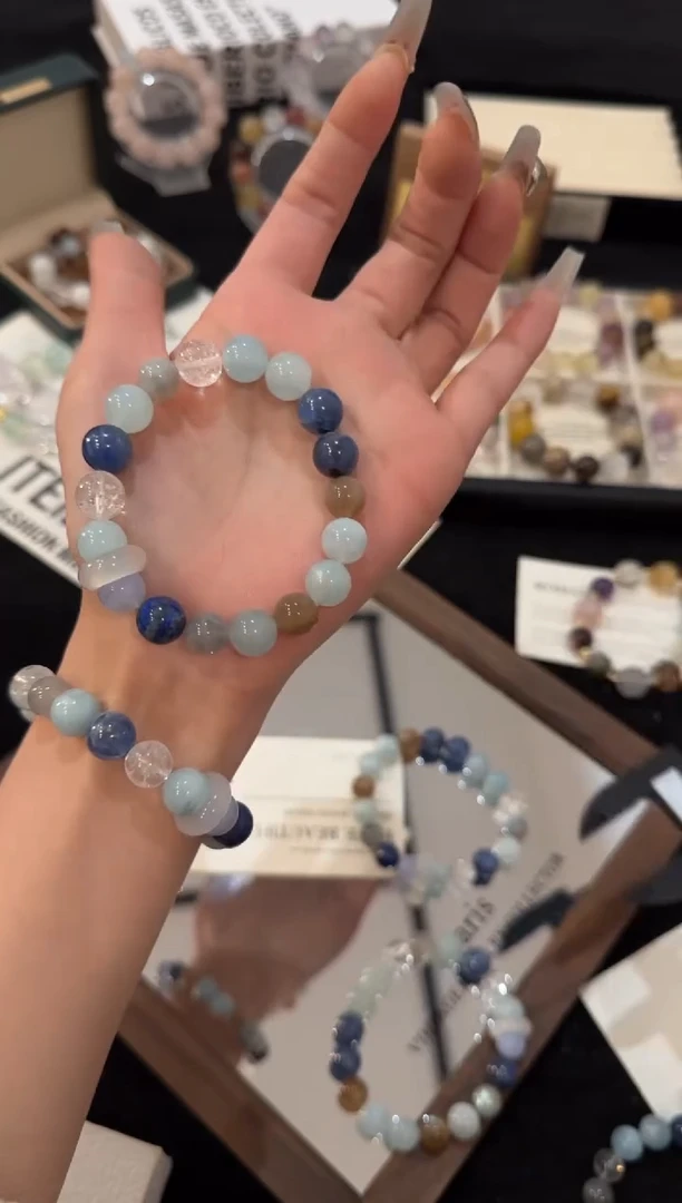 合金手链水晶海蓝宝多宝x3141