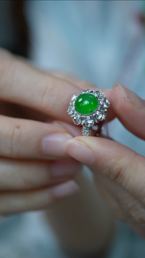 翡翠戒指18K金镶嵌54-戒指/姿/2
