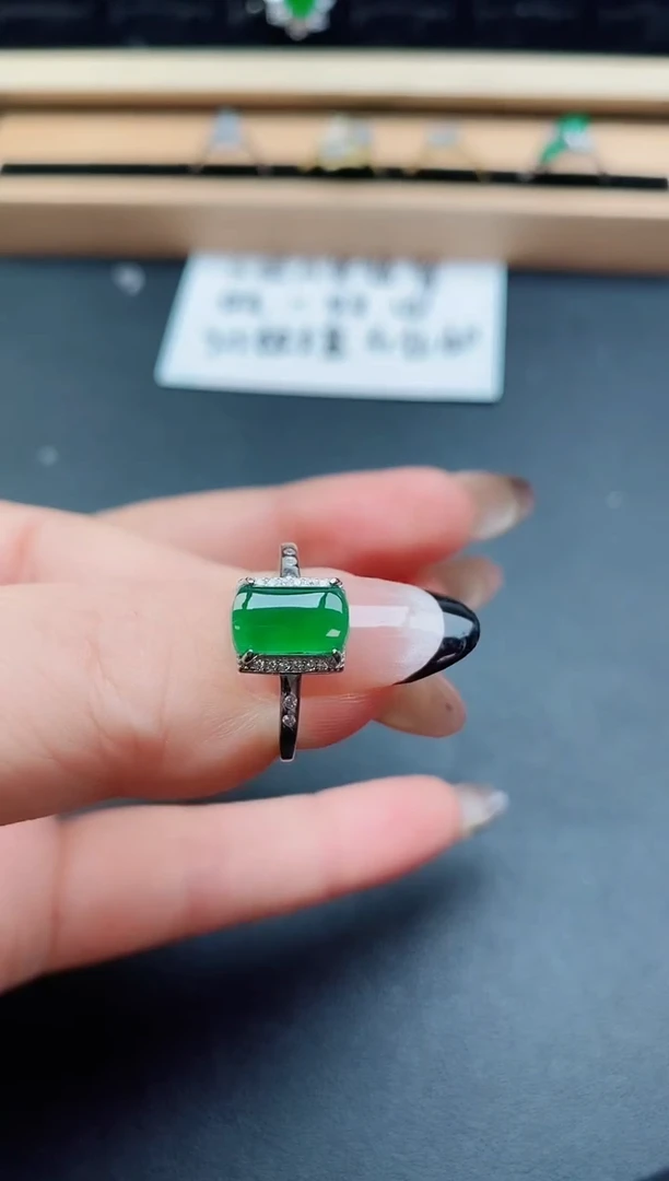翡翠戒指银S925镶嵌508