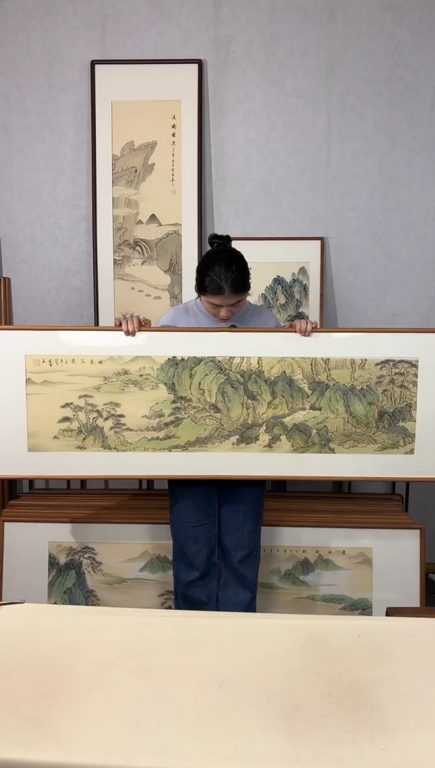 国画手绘*林泉高逸*52*172cm带框发货