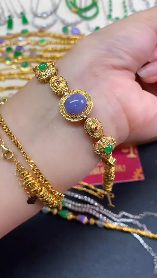 18K金镶嵌手链翡翠手链|19800多样性发其一