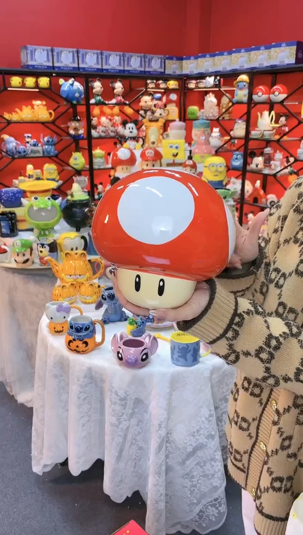 【闪购商品】.@@陶瓷蘑菇头饼干罐