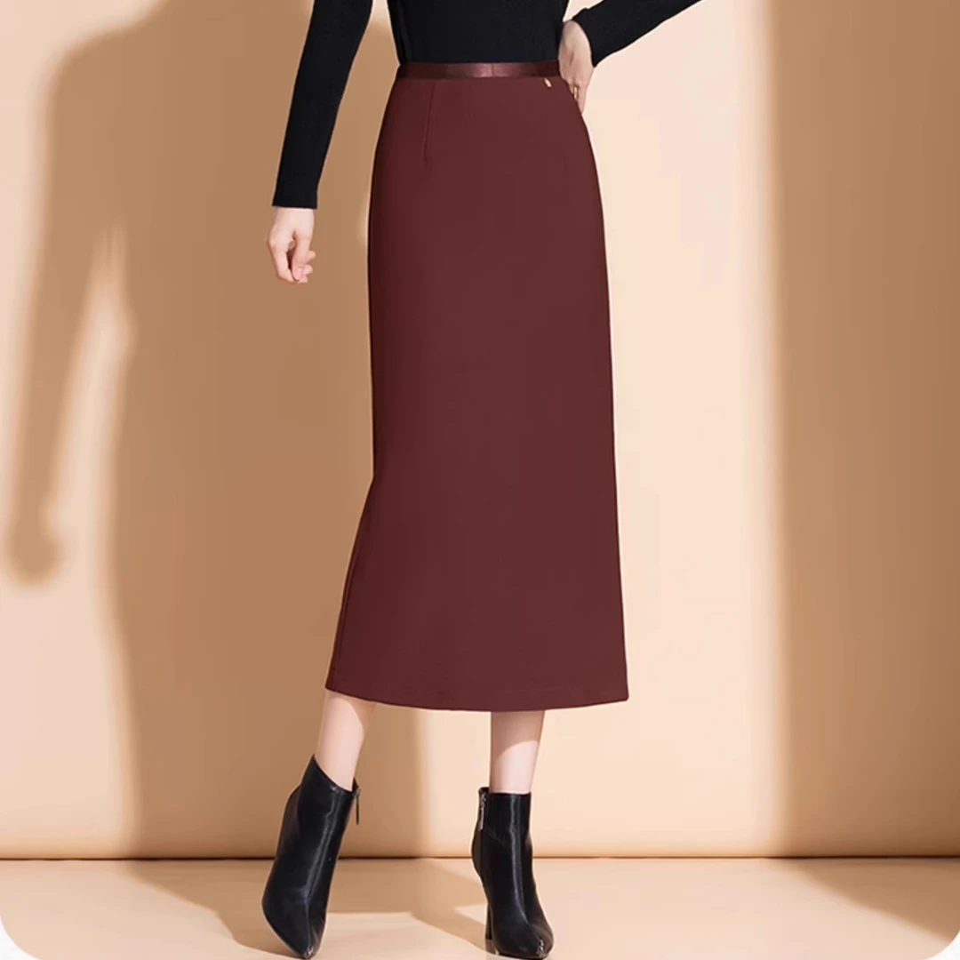 春秋季洋气直筒裙西装裙半身裙一步裙（80厘米长+弹力+后开叉加衬）