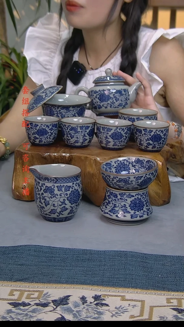 9件套陶瓷茶具老陶泥开片纹