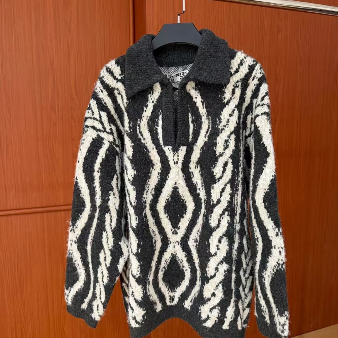 【醉爱】ML提花V领套头衫(退货来回运费自理谨慎下单）