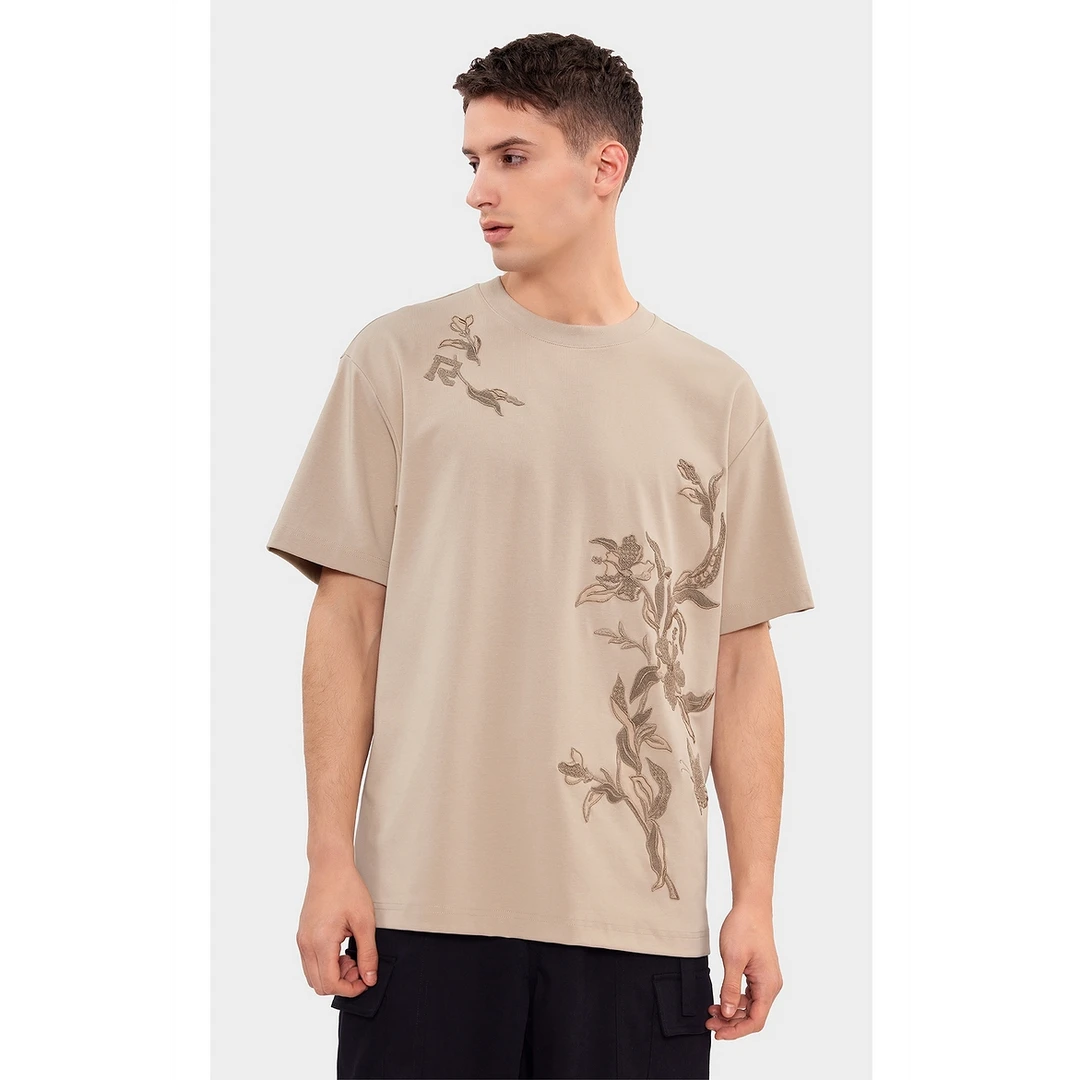 Trendiano花卉刺绣短袖圆领T恤3LE1020060