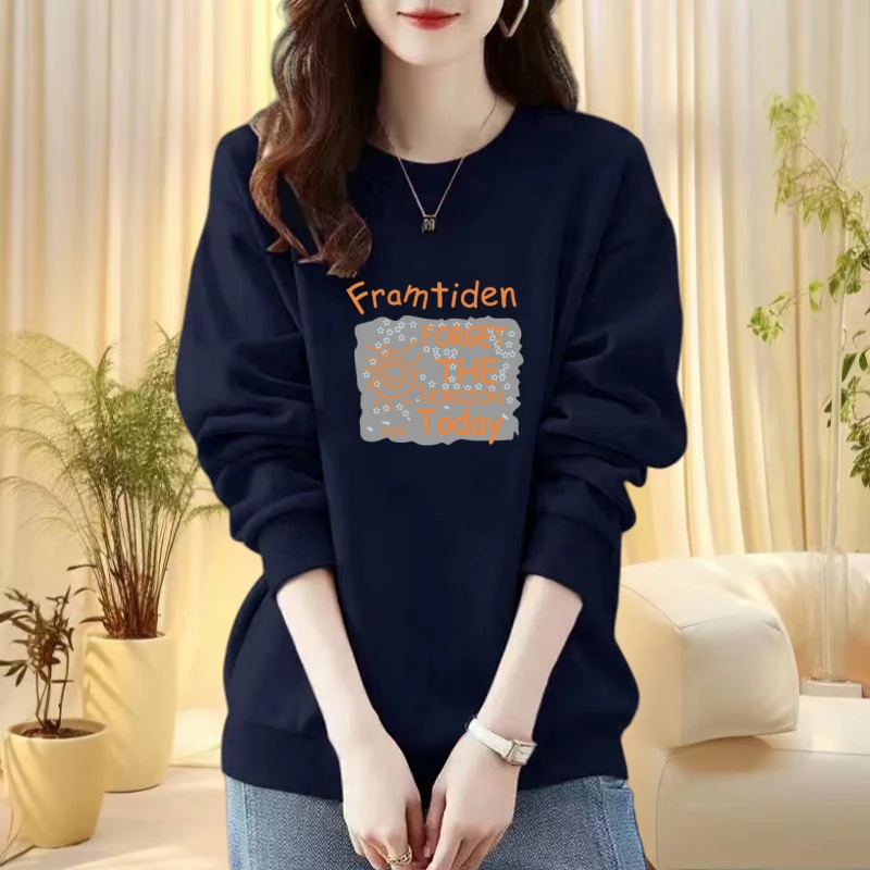 秋冬季韩版胖mm时尚百搭卫衣女宽松大码套头外套休闲圆领加绒上衣