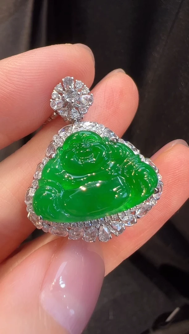 吊坠(不含链)18K金镶嵌翡翠AL6吊坠