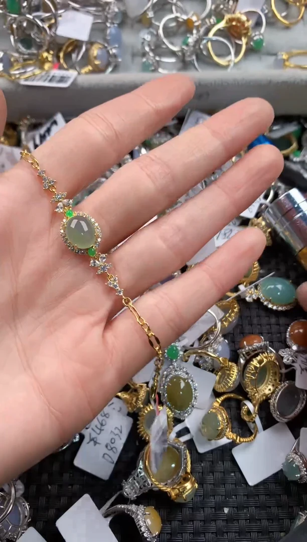 银S925镶嵌戒指翡翠444    1