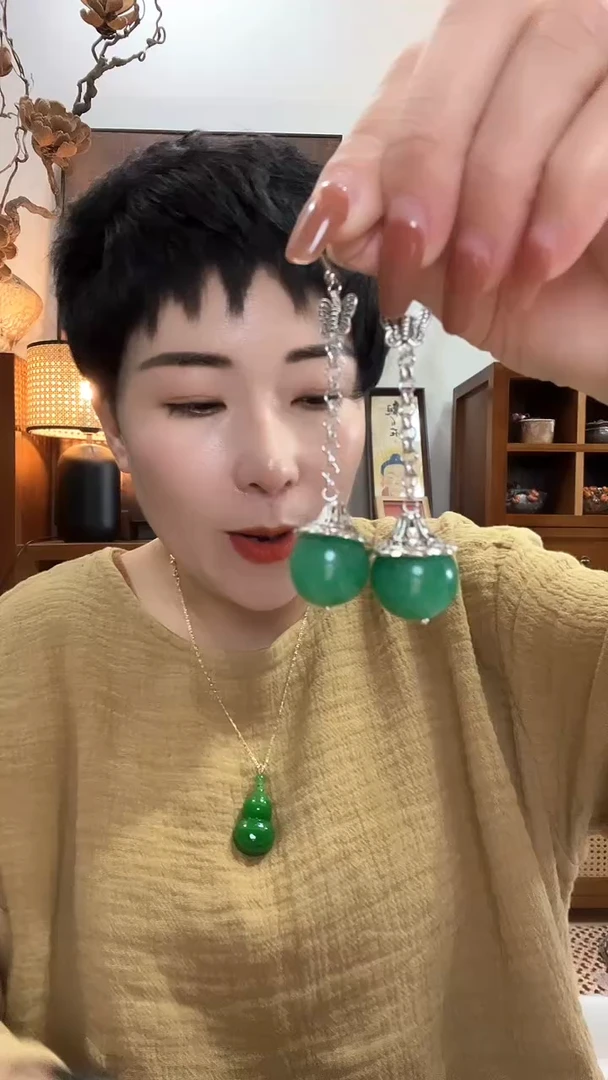 合金翡翠耳饰812