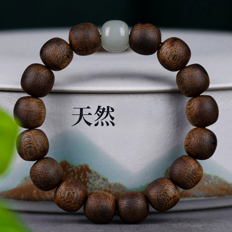 保真越南沉香木质手串正宗手串男士老型桶珠男女盘玩文玩念珠手串