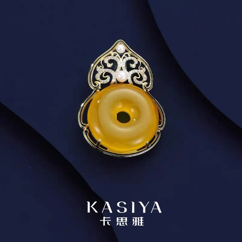 kasiya/卡思雅 铜合金锆石胸针 优雅气质葫芦平安扣胸针百搭款