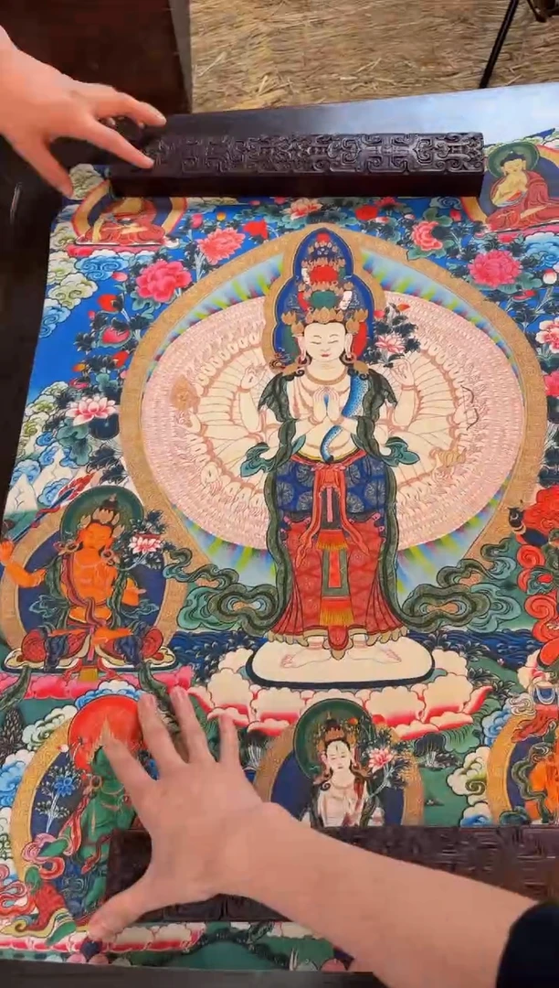 装裱画精品手绘唐卡链接--A千手观音