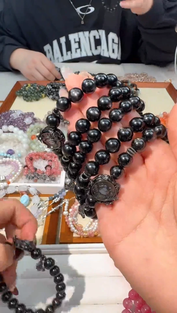 【闪购商品】辉石手串未镶嵌H009金运黑贝镶嵌猫猫款