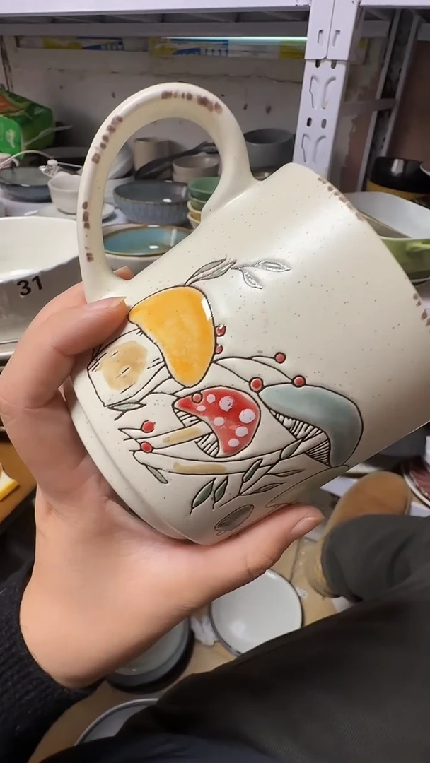 陶瓷微瑕（1个装）蘑菇杯子1个