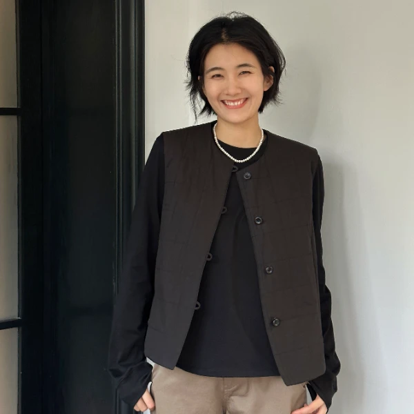 浪清/女装推荐 绗缝小方格棉马甲40277