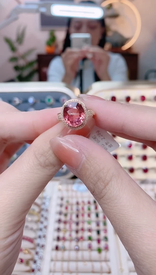 【闪购商品】碧玺18K金戒指18K金镶嵌18K金戒指