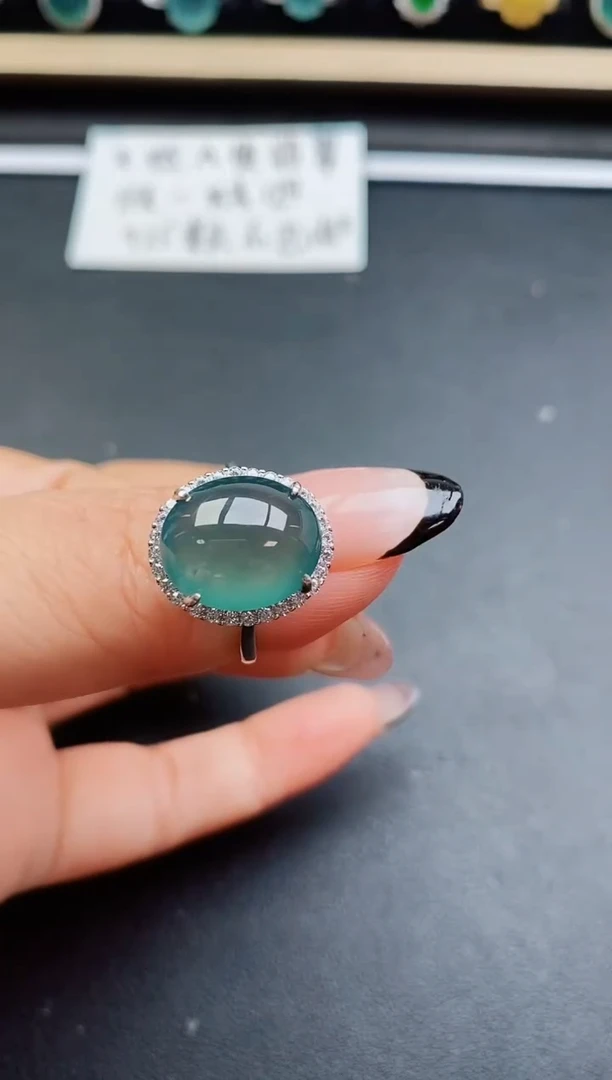 翡翠戒指银S925镶嵌50800