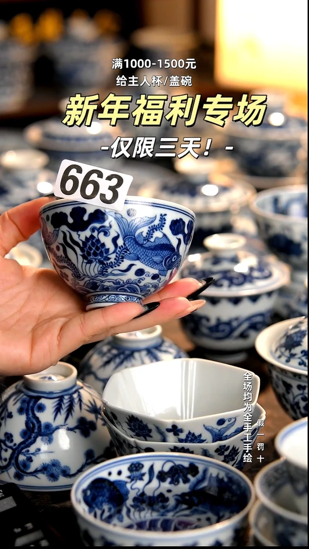 景德镇全手工手绘柴窑茶器福利