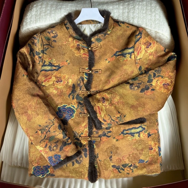 981【岁月年华】新中式秋冬款加厚复古毛领正肩领国风女装外套