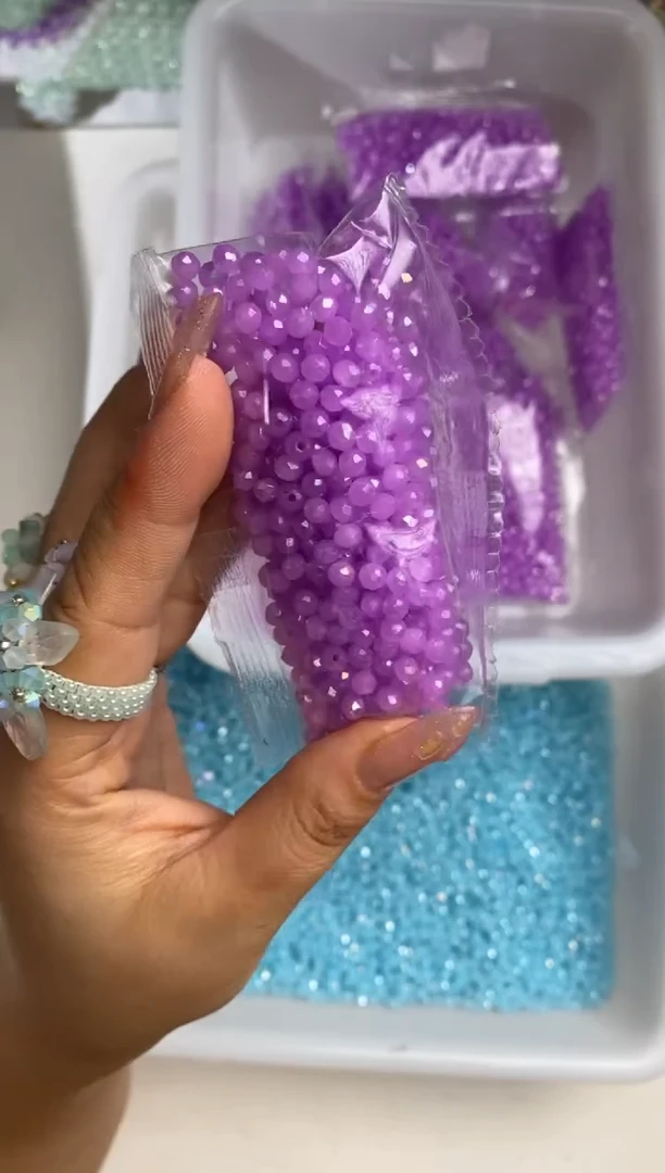 玻璃1554卡4水晶扁镀ab500颗紫玉