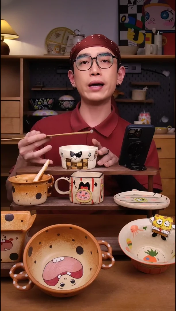 杯子景德镇可爱设计师款陶瓷（带把手）