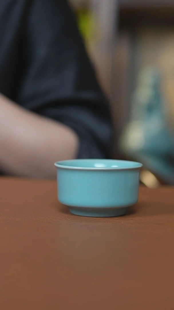 杯仿古天青小唇口杯一级