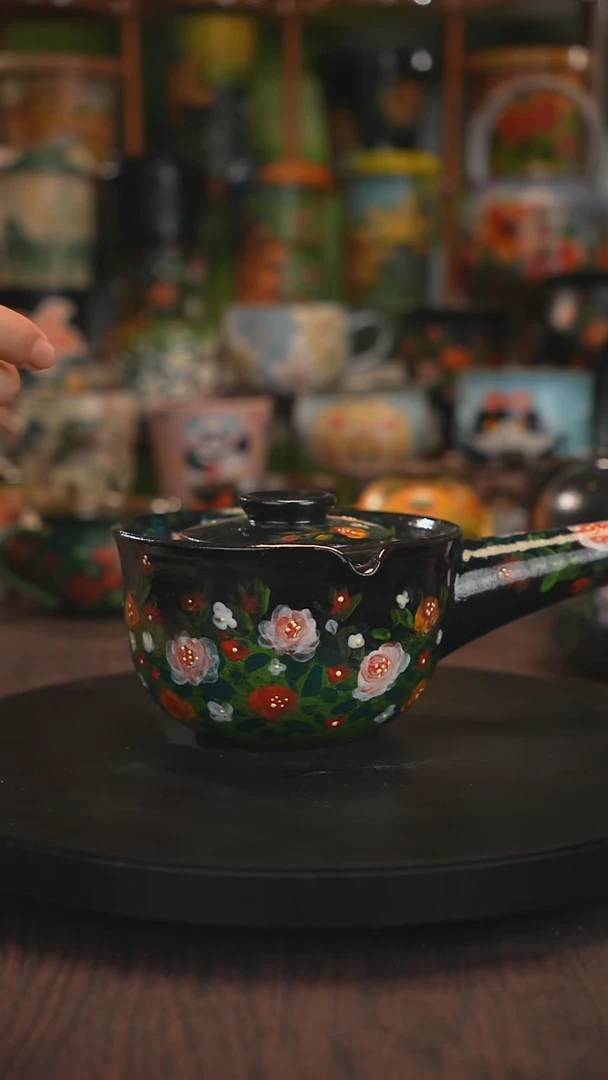 紫砂油画手绘釉下彩