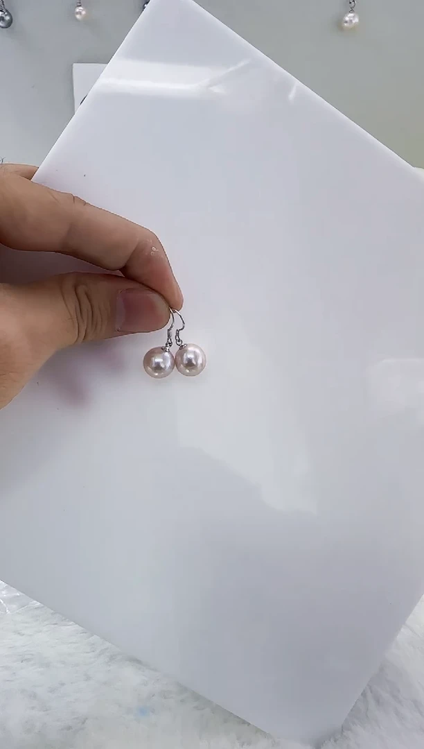 银S925镶嵌淡水珍珠DA珍珠耳钩10-11 y484