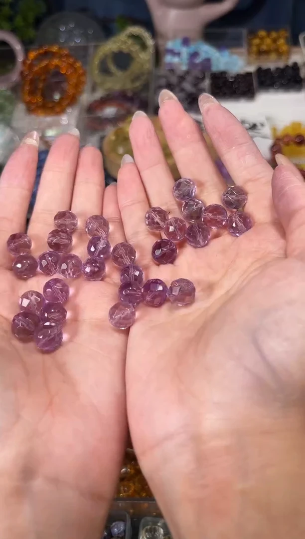 水晶手串未镶嵌紫水晶切面圆珠卡10