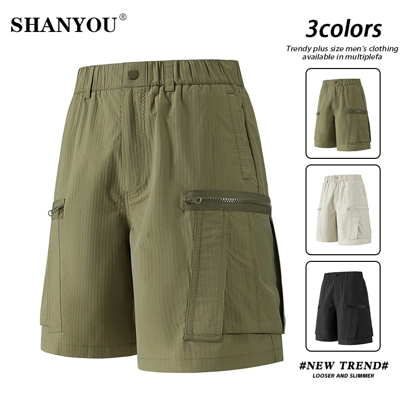 夏季薄款冰感工装短裤男宽松美式运动五分裤户外速干休闲百搭裤子