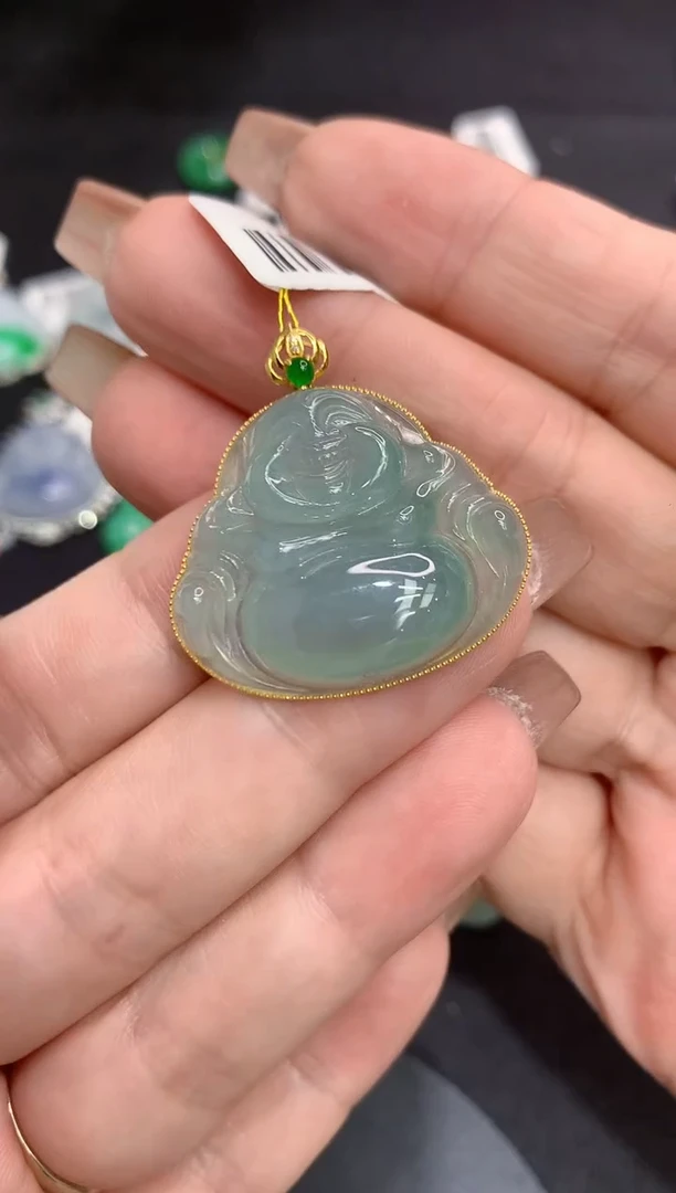 吊坠(不含链)18K金镶嵌翡翠111