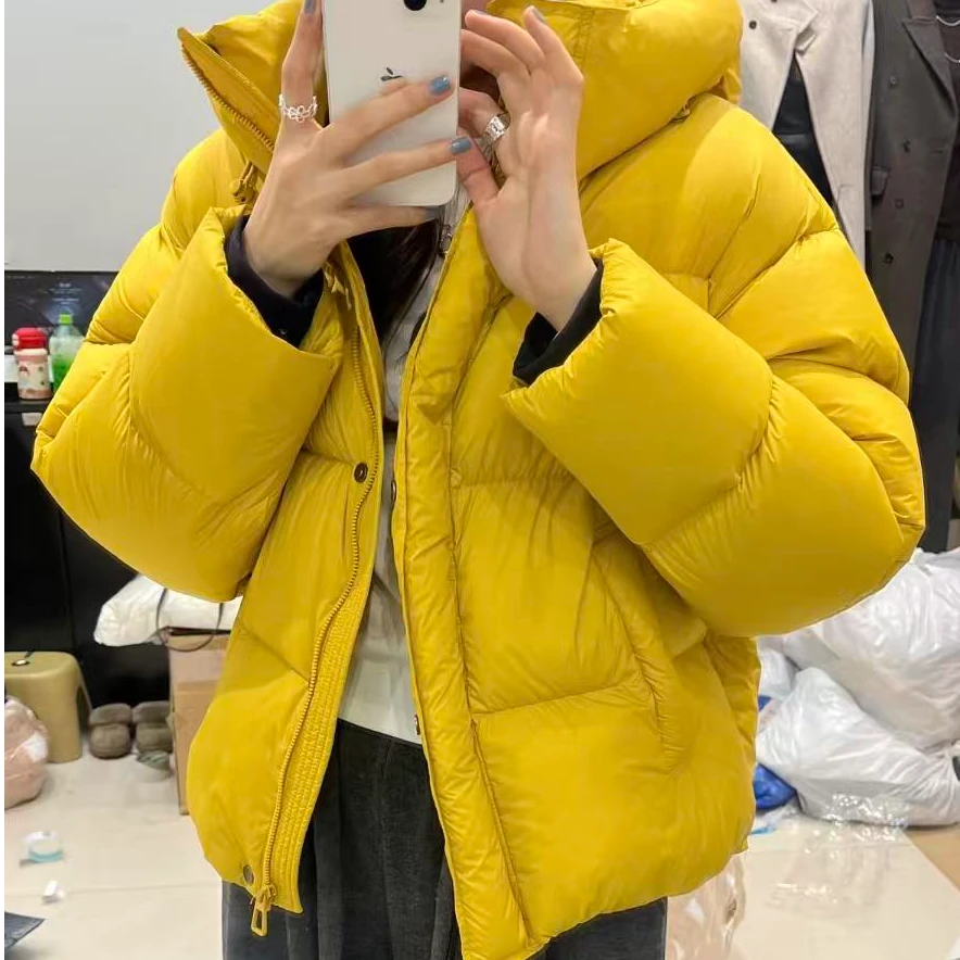 冬款25113款90白鸭绒泡芙轻奢羽绒服时尚短款加厚连帽休闲百搭