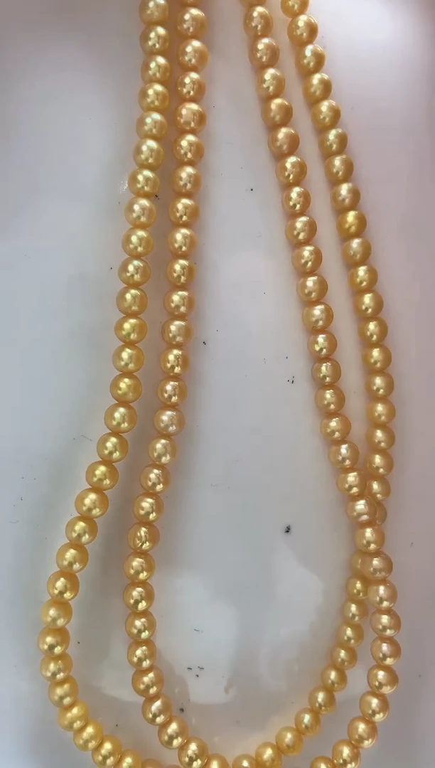 项链未镶嵌淡水珍珠4mm+黄色系小米项链(多样性发一)