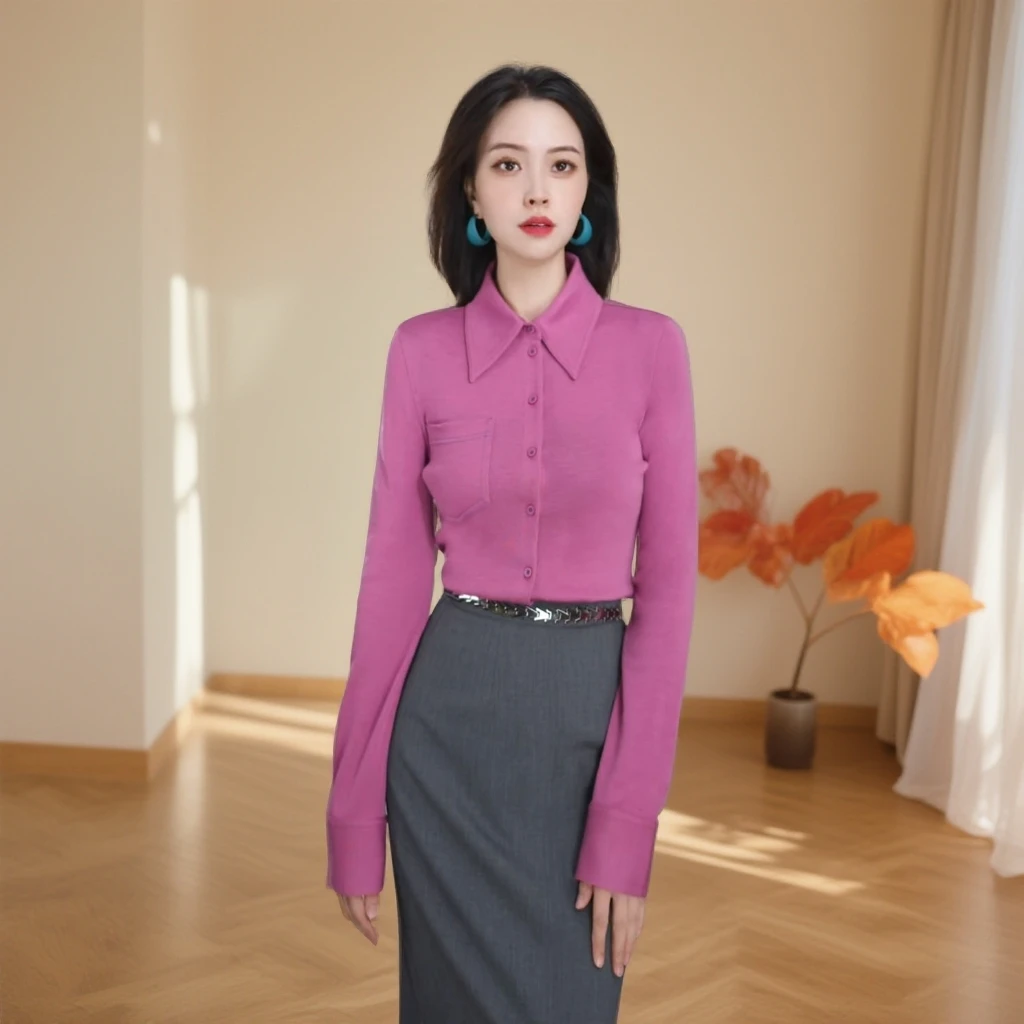 哥弟秋冬衬衫时尚内搭显瘦气质衬衣爆款2025新款1301044