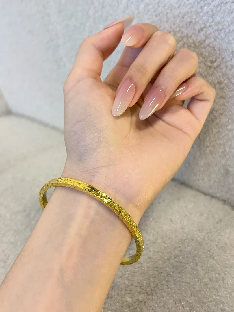 足银手镯 碎冰冰手镯 轻奢爆百搭女款气质时尚简约素圈经典实心