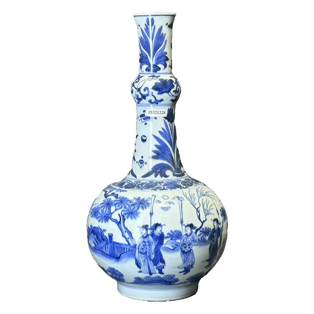 25321228x青花人物故事纹长颈瓶