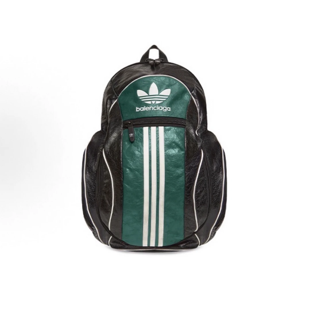 95新 Balenciaga/巴黎世家 Adidas阿迪达斯联名黑绿做旧双肩包