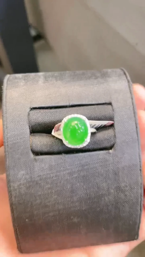 翡翠银S925镶嵌颈饰A11天然A货翡翠戒指