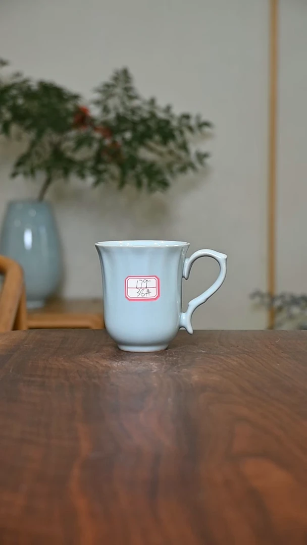 38#咖啡杯 天青 微瑕 朱家汝窑款