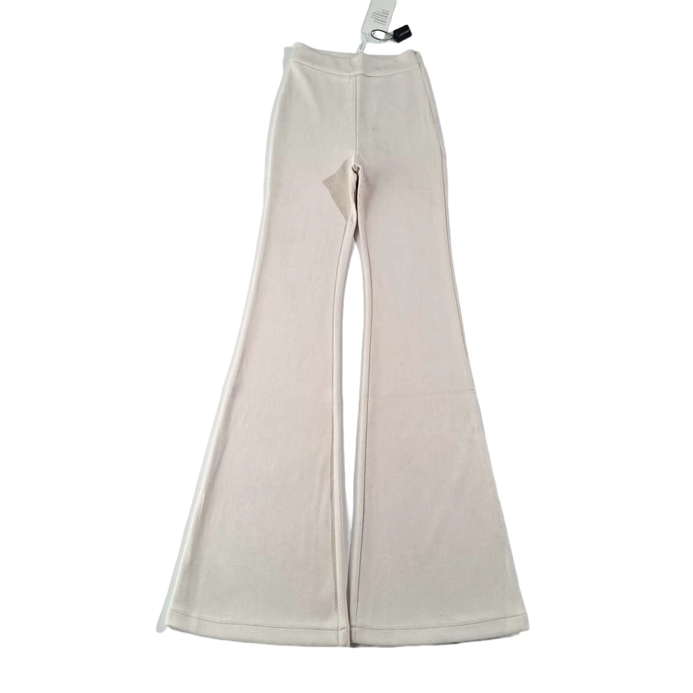 985【瑕疵品不退不换】米白色雪花绒微喇叭裤