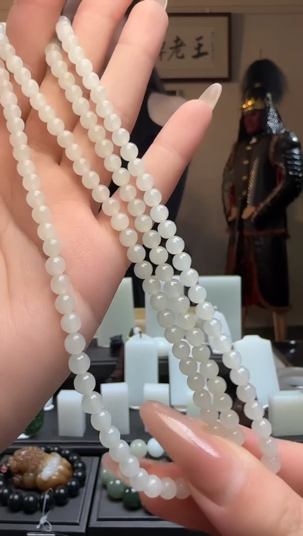 【闪购商品】和田玉白玉圆珠未镶嵌长链